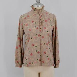 Vintage Floral Ruffled Button Down